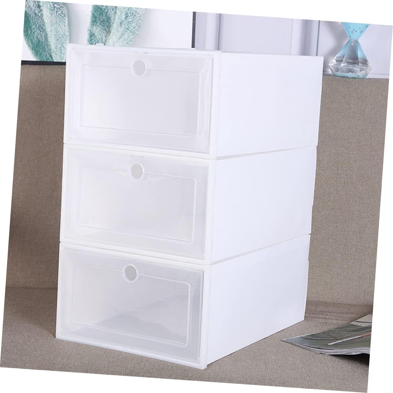 Shoebox Lids 6 Pack Plastic Stackable Shoes Organizer Superimposed Shoes Container Shoes Case Shoes Container