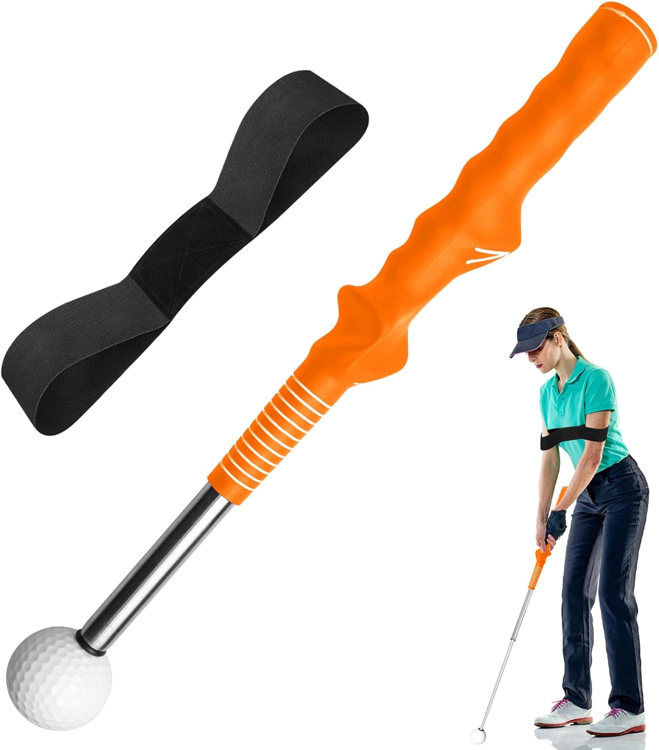Product image of WANDGU Telescopio Golf Swing Trainer: manubrio regolabile da golf con cinturino per correggere la postura, barre di allineamento da golf, attrezzo retrattile per esercizi di riscaldamento e