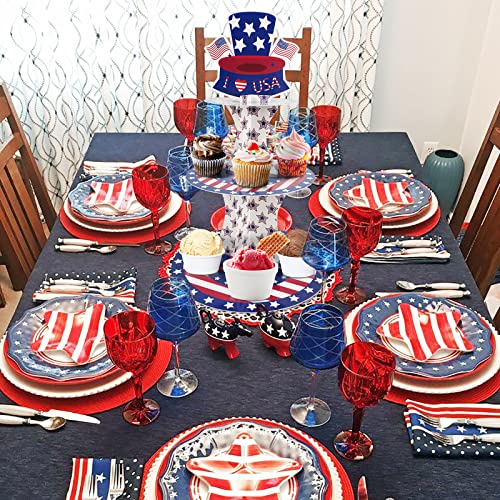 Prashent Cupcake Stand 4Th Of July Patriotic 3 Tier Cardboard Cupcake Tower Display American Flag Star Dessert Holder Decorations For Independence Day Party Baby Shower #TOP1