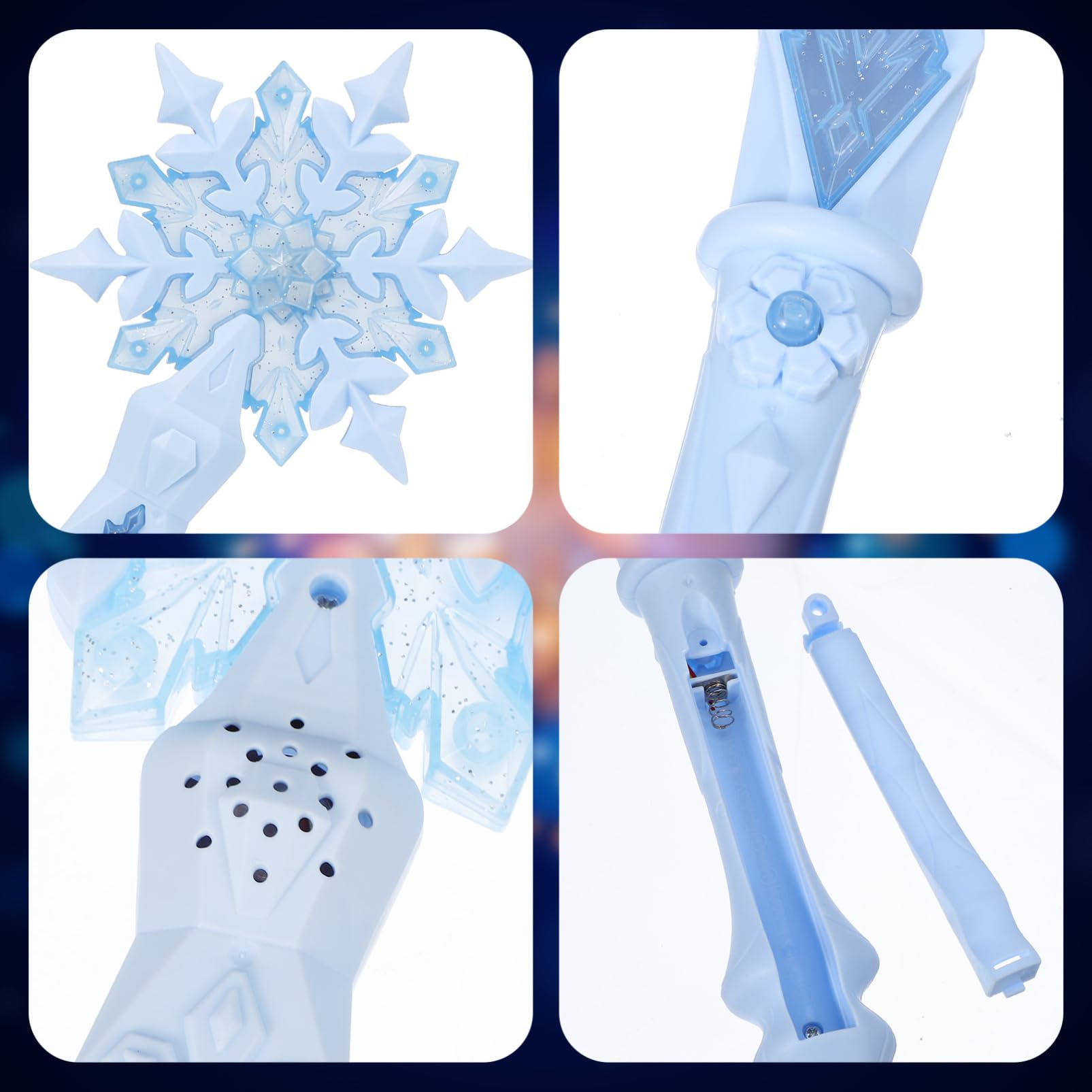 BESPORTBLE Bacchetta magica regalo per bambini con luce, musica e fiocchi di neve – bacchetta luminosa per ragazze 3-10 anni, bacchetta magica principessa per compleanno, cosplay e feste