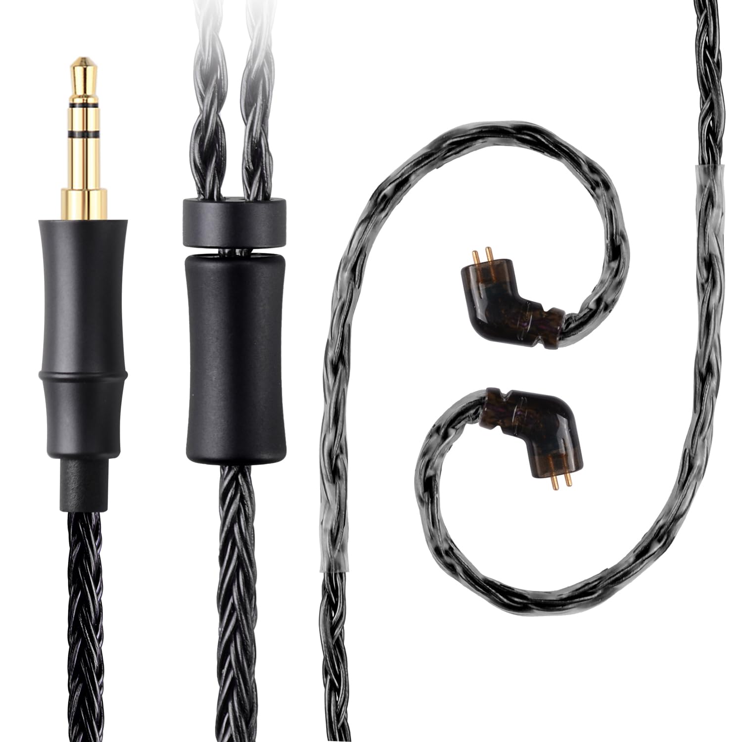 IEM Upgrade Cable, 16 Core Silver Plated Earphone Upgraded Cords, QDC-C Pin 1.5m in Ear Monitor Cable for KZ ZS10 ZSN PRO AS16 CCA CRA C12(Recessed 2pin 3.5mm 4.9ft) Black