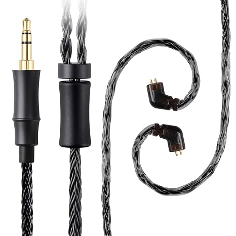 IEM Upgrade Cable, 16 Core Silver Plated Earphone Upgraded Cords, QDC-C Pin 1.5m in Ear Monitor Cable for KZ ZS10 ZSN PRO AS16 CCA CRA C12(Recessed 2pin 3.5mm 4.9ft) Black