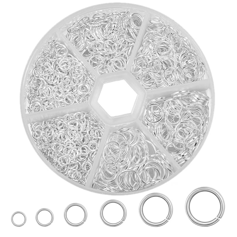 Youery Pack of 970 Silver Jump Rings, Jewellery Repair Rings, Metal Chain Rings, Jump Rings (4 mm, 5 mm, 9 mm, 7 mm, 8 mm