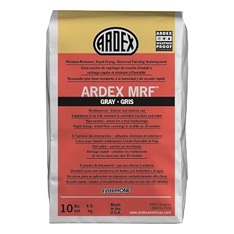Ardex MRF مقاومة للماء للتجفيف السريع ، ترقيع Skimcoat القائم على الأسمنت ترصيع الأرضيات 10 رطل لبلاط السيراميك بلاط الحجر الطبيعي ، تقنية مقاومة للطقس للاستخدام الداخلي في الهواء الطلق ، رمادي