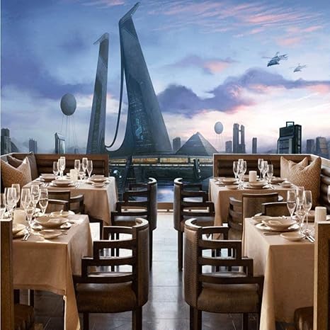 Amazon Hxcok 3dカスタム壁紙sfの背景カスタム都市の背景壁画壁紙リビングルームホテルの装飾 260x160cm 壁紙