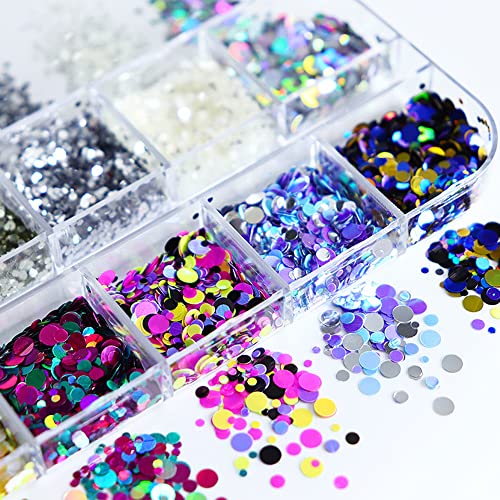 Addfavor 4 Boxes Nail Glitter Sequins Kit Mixed Shape Holographic Butterfly Flower Round Heart Nail Art Flakes For Women Girls Body/Face/Hair/Acrylic Nails Decoration Designs Accessories #TOP2