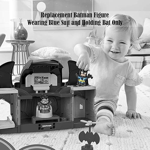 Miniatura 3 de Piezas de repuesto para Fisher-Price Little People Batcave - GMJ16 ~ DC Super-Friends Playset ~ Figura de Batman de repuesto ~ Llevando traje azul y