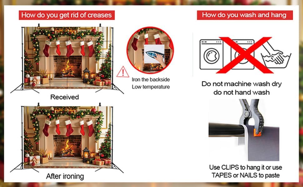 Miniatura 8 de Telón de fondo para chimenea de Navidad, Navidad, con medias de árbol de Navidad, para sala de estar, chimenea, fondo de fotografía, Nochebuena,