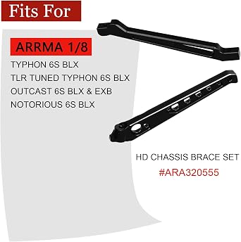 Arrma Typhon 6S BLXアップグレードパーツ用合金HDシャーシブレースセット フロントリアブレース用 アルミセンターカー ホップアップ&アップグレードパーツ、ARA320511、ホップアップサポートフレームホップアップタイフォン6S BLXの代替品