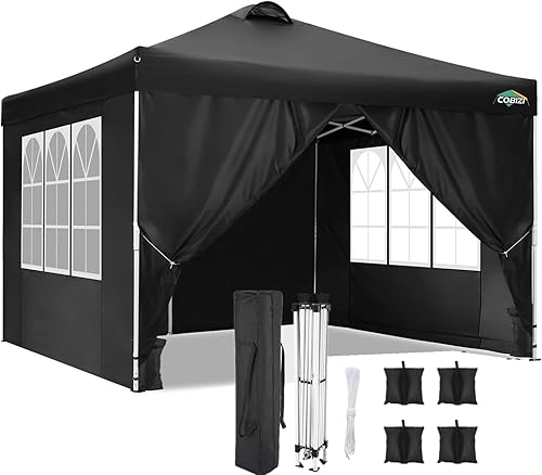 Miniatura 19 de COBIZI 10x10 Gazebos desplegables en oferta 11x11 Tienda de campaña con toldo fácil de montar al aire libre, Gazebo impermeable portátil