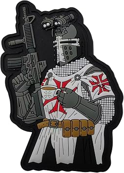 Coffee & Crusader Cross PVC Tactical Patch Hook Backed Morale Patch for Plate Carriers, Backpacks, Hats and Tactical Gear- Slap & Go - 3.25" x 2" - Black, White & Red