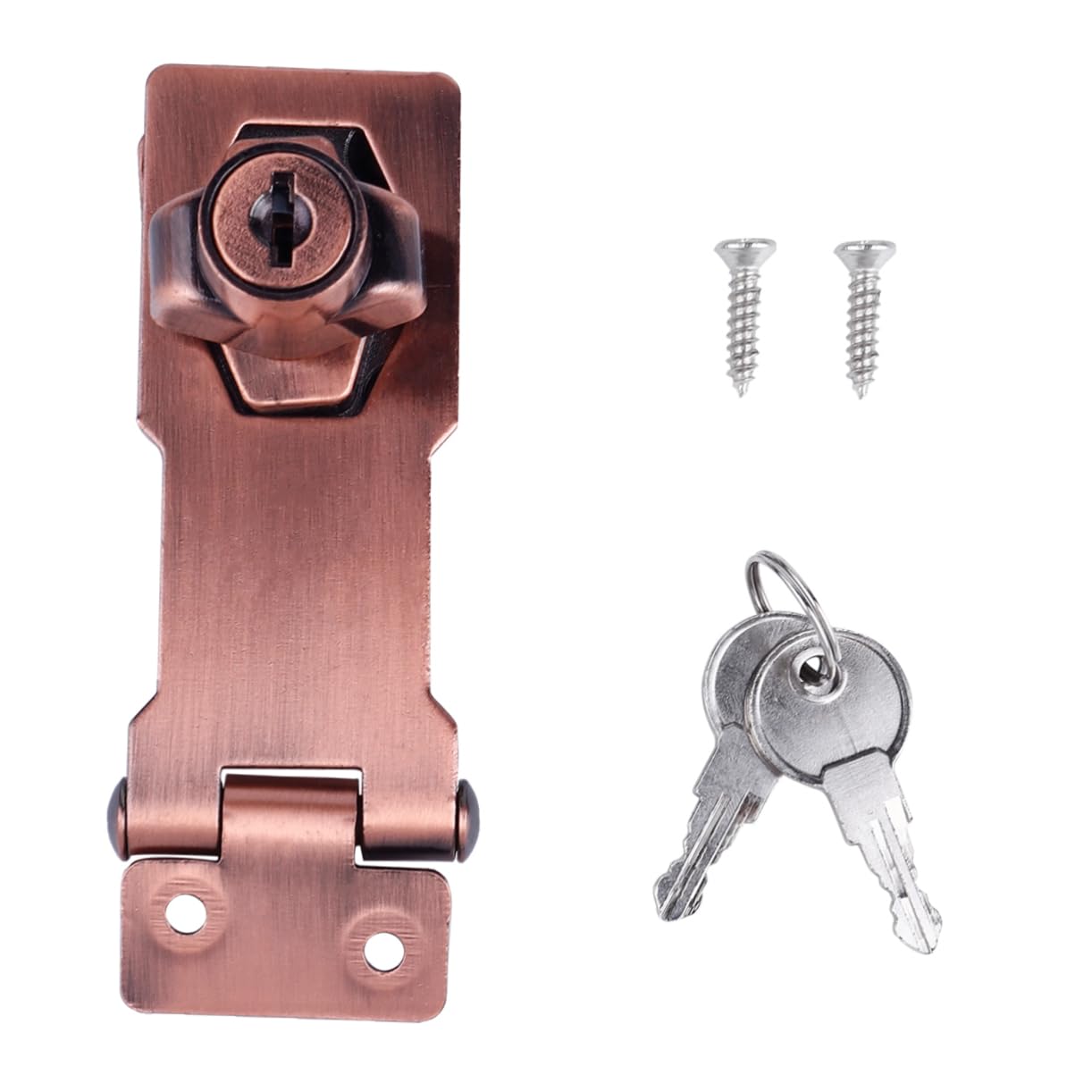 Mikikit 2pcs 3 Door Latch 90 Degree Hasp Zinc Alloy Hasp Safety Locking Hasp Keyed Locking Hasp Keyed Hasp Lock