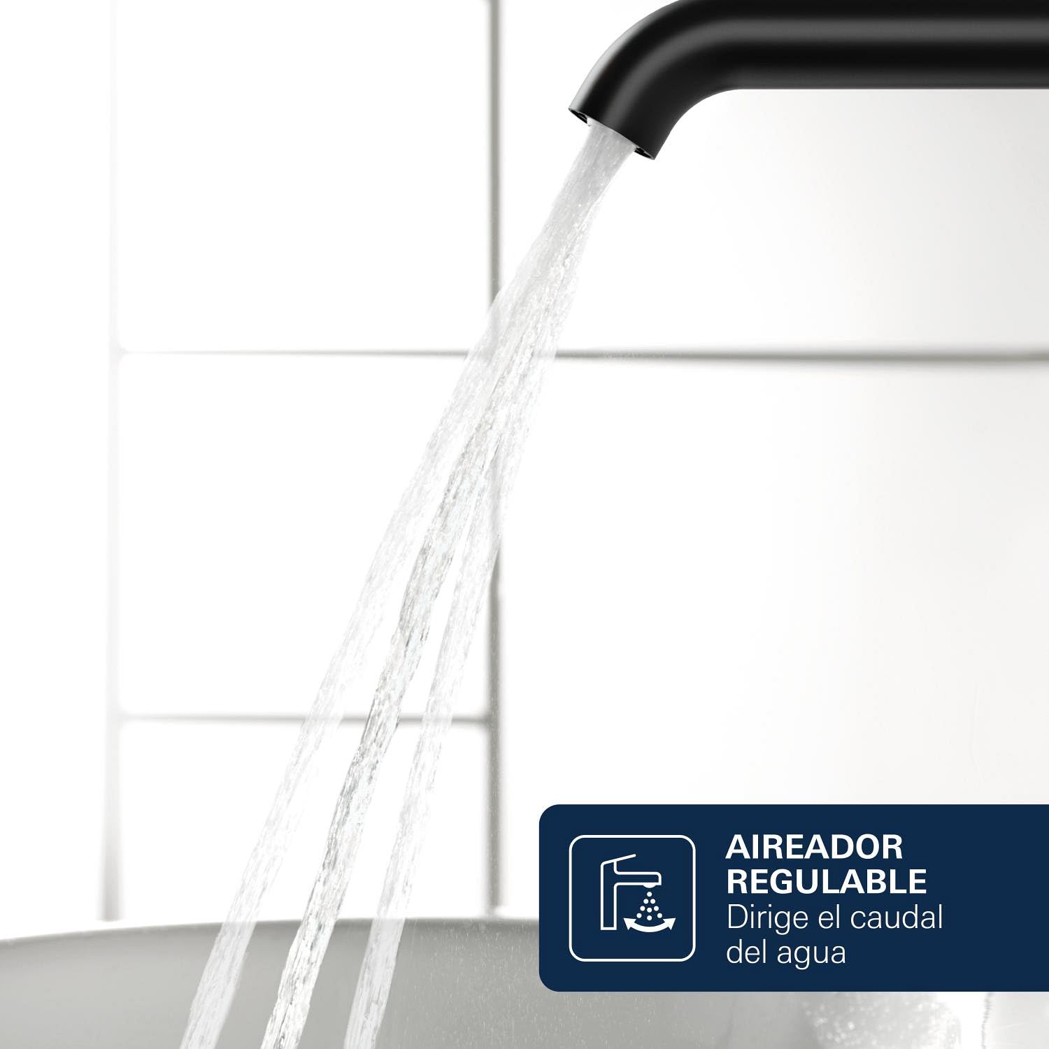 GROHE Essence – Grifo Monomando de Lavabo de Cuerpo Liso (Tamaño S 208 mm, Palanca Metálica, Cartucho Cerámico de 28 mm, Ahorro de Agua, Flexibles 3/8"), Negro Mate, 235902431