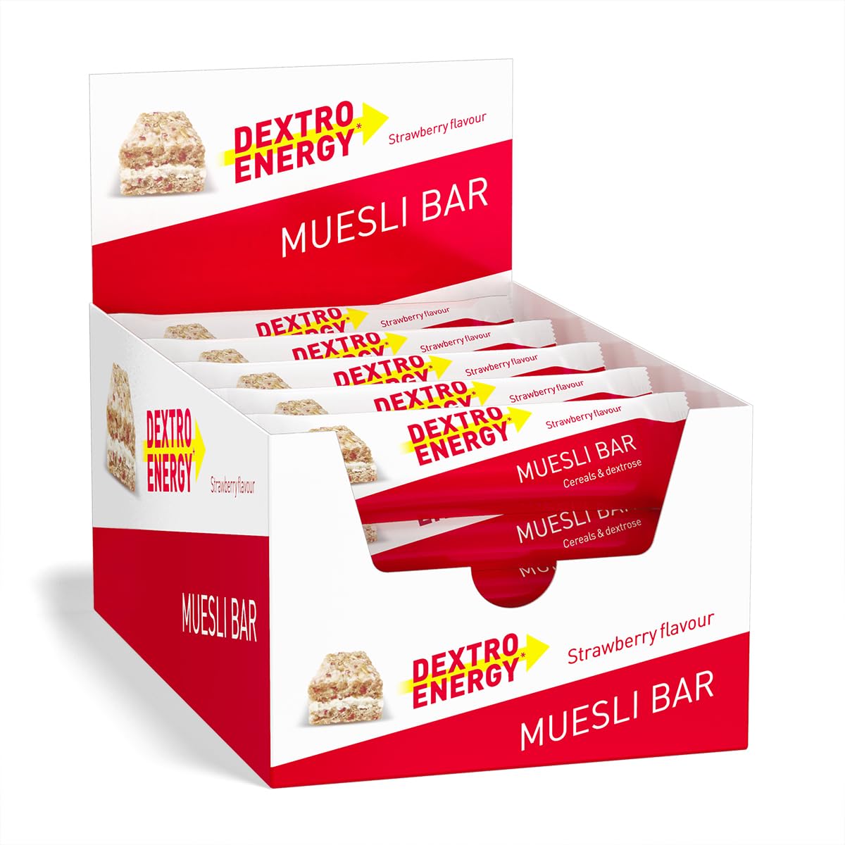 DEXTRO ENERGY MÜSLIRIEGEL ERDBEERE - 25x35g (25er Pack) - Leckerer Getreideriegel als Alternative zum Schokoriegel, zur schnellen und langanhaltenden Kohlenhydratversorgung