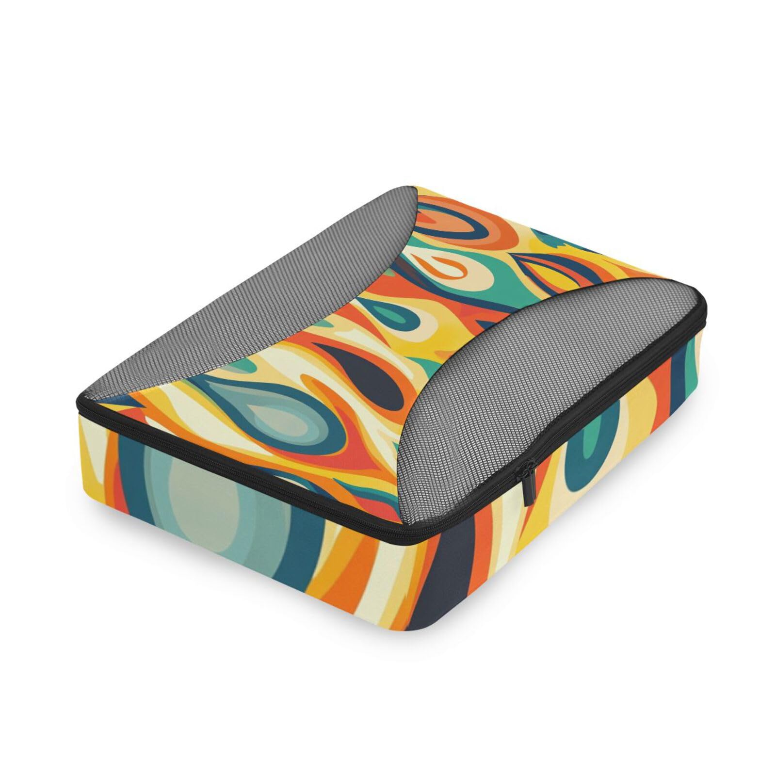 Set di 4 cubi organizer da viaggio in rete con gocce di pioggia astratte espandibili