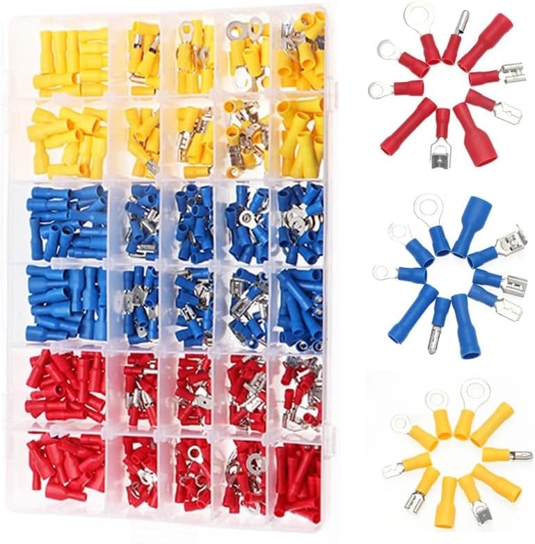500pcs Insulated Cable Connector Electrical Wire Crimp Spade Butt Ring Fork Set Ring Lugs Rolled Terminals Assorted Kit VUQLDHAYZ