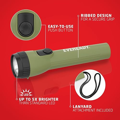 Miniatura 2 de Eveready Linterna LED brillante y fiable para uso general, ideal para camping, coche, emergencia tormenta apagón linterna de mano (pilas incluidas)