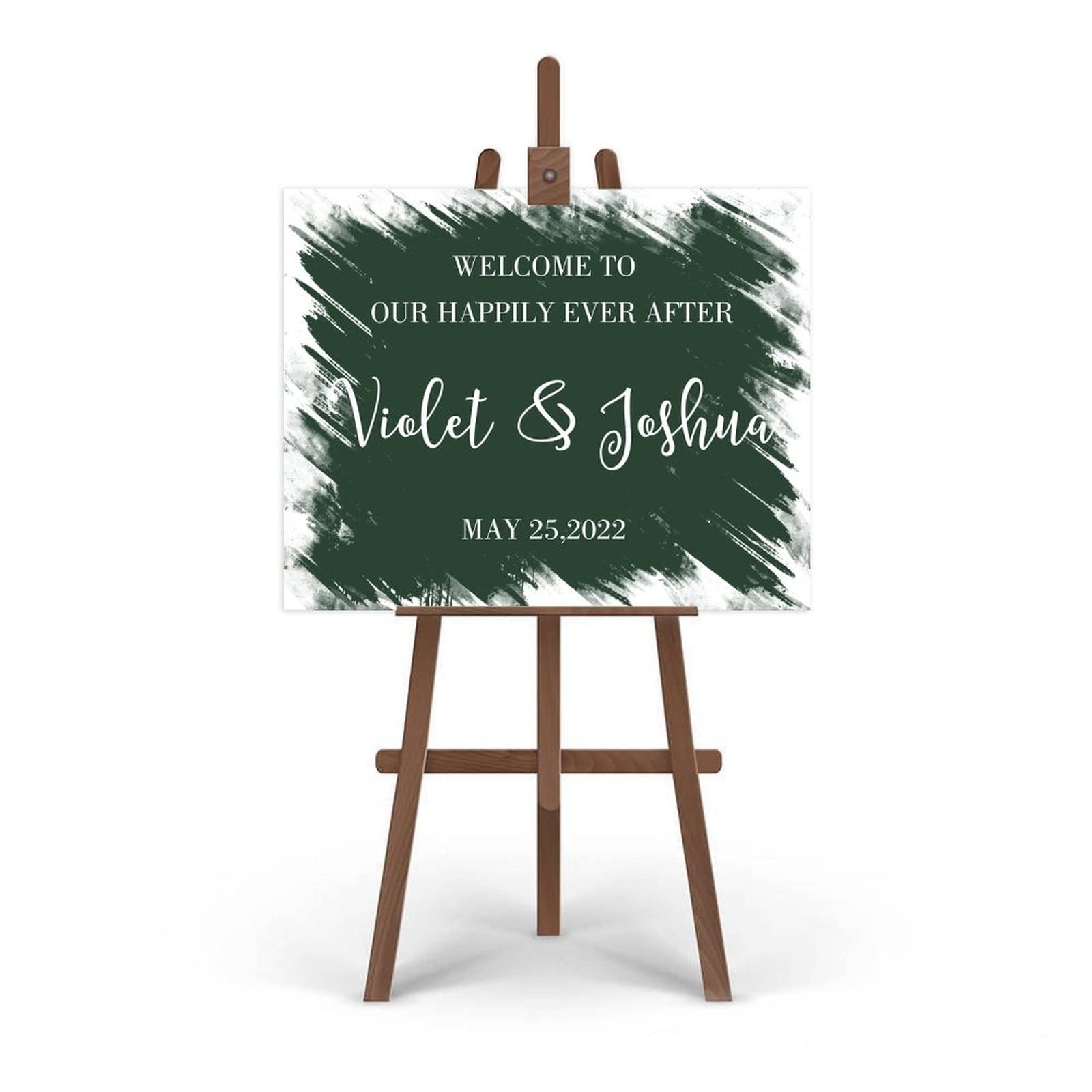 'Welcome Modern Calligraphy Sign Custom Wedding Printable Template Custom Made Any Date' Spersonalizowany znak ślubny powitalny 45 x 61 cm