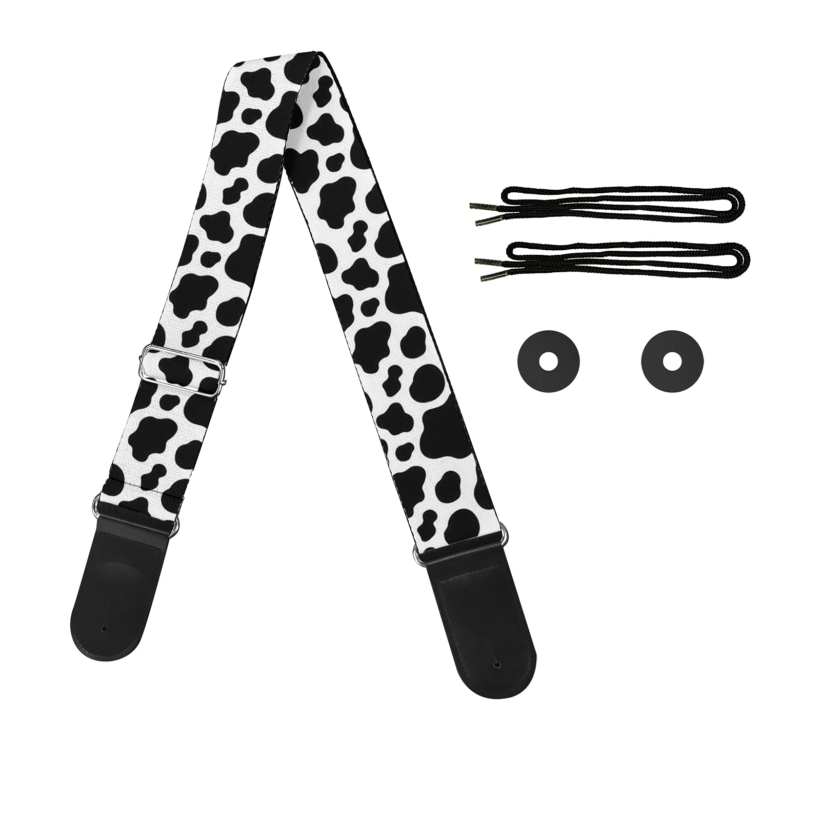 Jeiento Cow Print Guitar Straps Acoustic Cool Polyester Straps & PU Leather Ends Suitable for Beth, Guitar