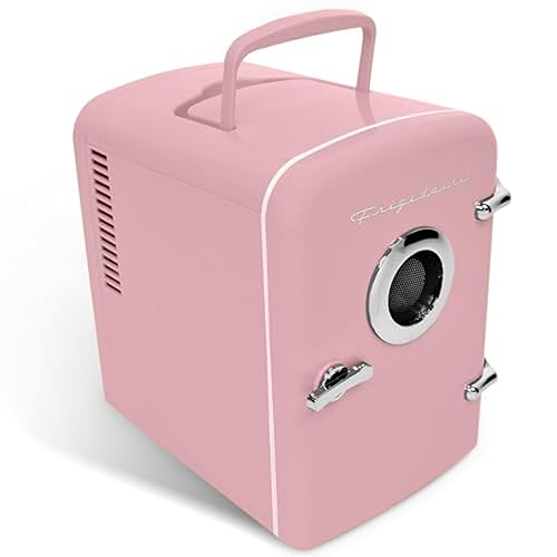 Frigidaire Retro Mini Compact Beverage Cooler, Great for Keeping Office Lunch Cool! (Built-in Bluetooth Speaker) - Pink - standard - Cooler
