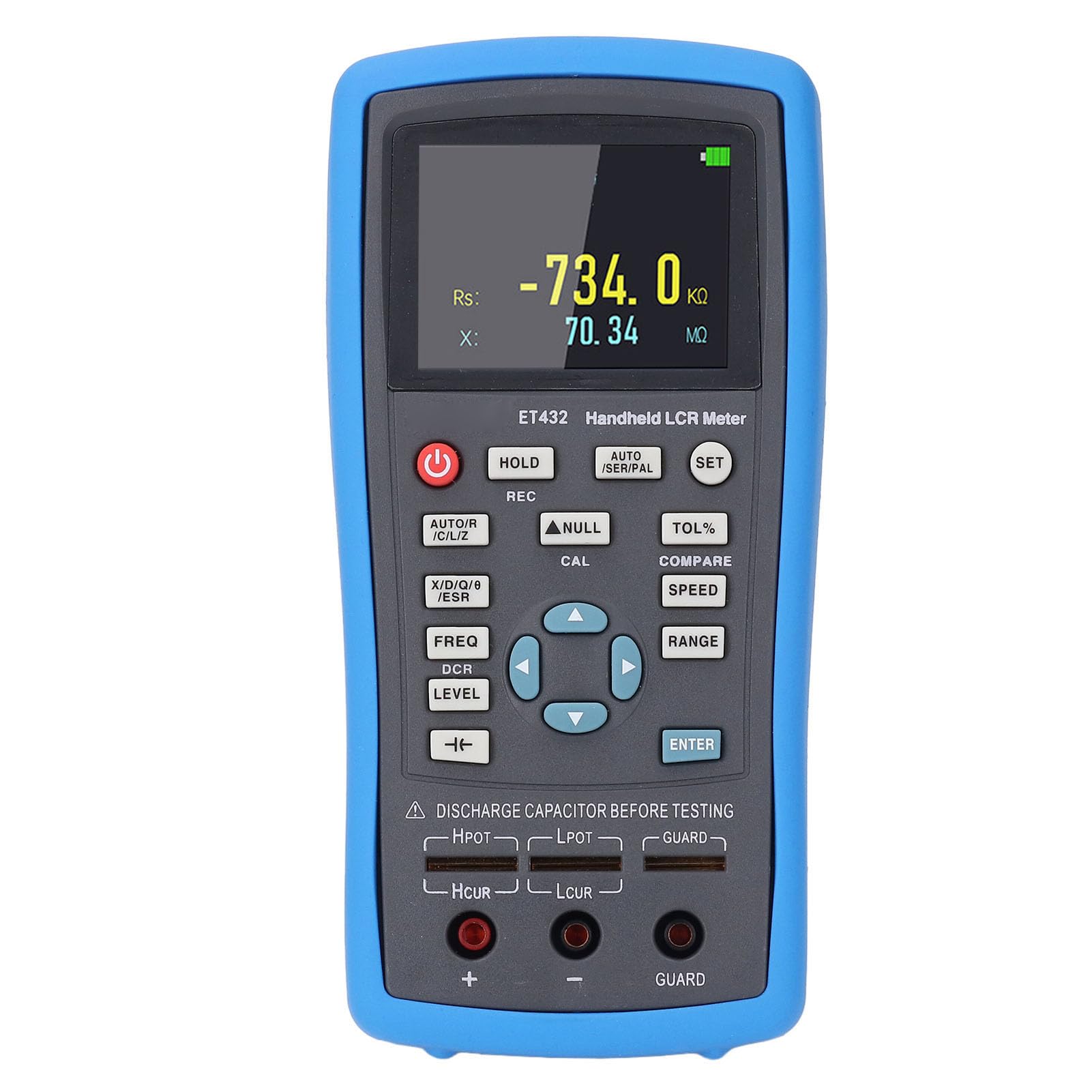 Medidor portátil ET432, multímetro de puente digital de alta precisión con pantalla TFT de 2,8 pulgadas, probador de componentes electrónicos profesionales para ingenieros, técnicos,