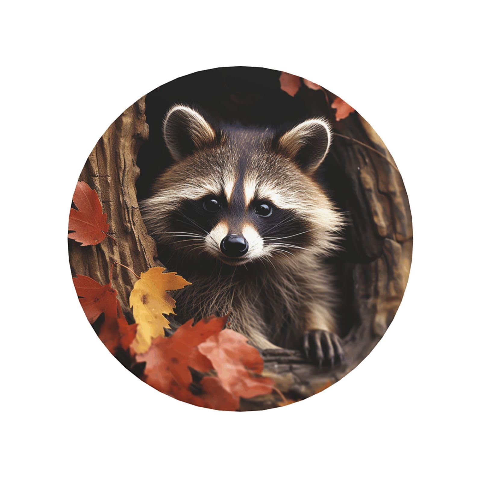 Fodpand Round Shape Raccoon In The Fall Tree Hole Fridge Magnets, Strong Small Refrigerator Magnets Decorative Magnets For Kitchen Fridge Office Locker - Funny Magnetic Stickers Birthday Gifts