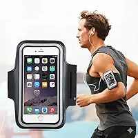 Braçadeira Porta Celular para Esportes, Corrida e Academia, Ajustável, Compatível até 5.5", Leve e Confortável - FEMAI