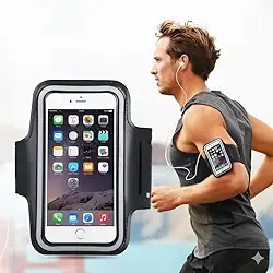 Braçadeira Porta Celular para Esportes, Corrida e Academia, Ajustável, Compatível até 5.5", Leve e Confortável - FEMAI