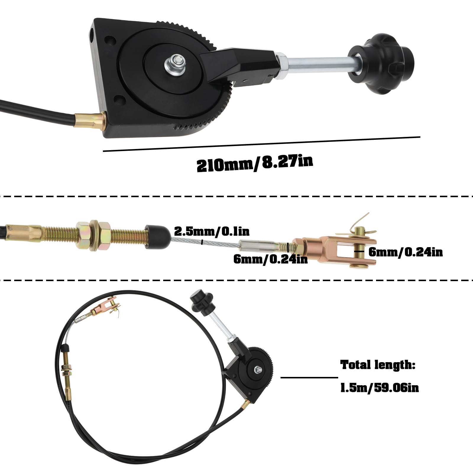 Cable de Acelerador Manual para Excavadora de 1,5 M Compatible con Komatsu Y Controlador de Cosechadora de Barcos Compatible con Doosan