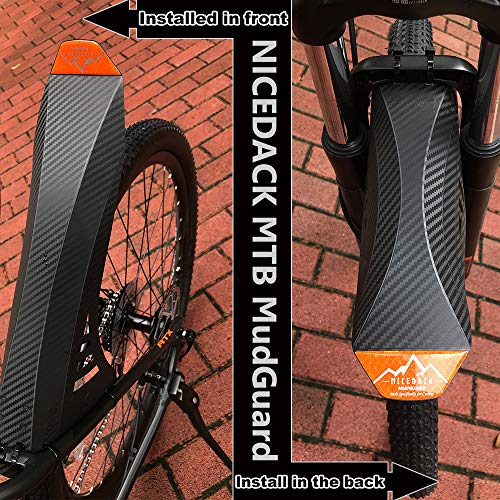 NICEDACK Bike Fender MTB Mud Guard, Front and Rear Bicycle Mudguard Set, Downhill Mountain Bicycle Fenders Fits 20" 26" 27.5" 29 inch and Fat Bike (Orange) - Thumbnail 4