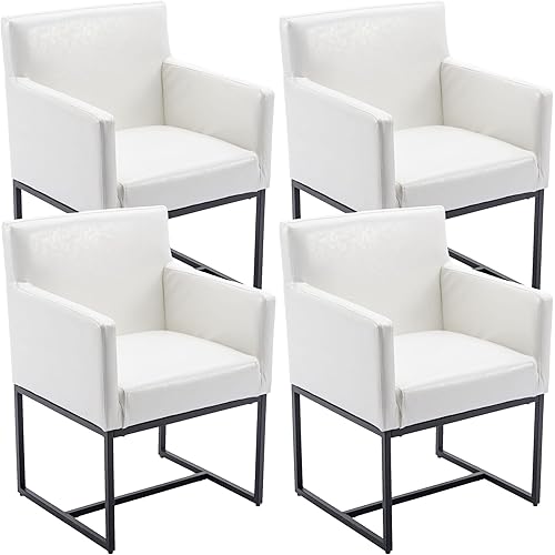 VESCASA Faux Leather Upholstered Dining Chairs with Arms, Mid Century Modern Padded