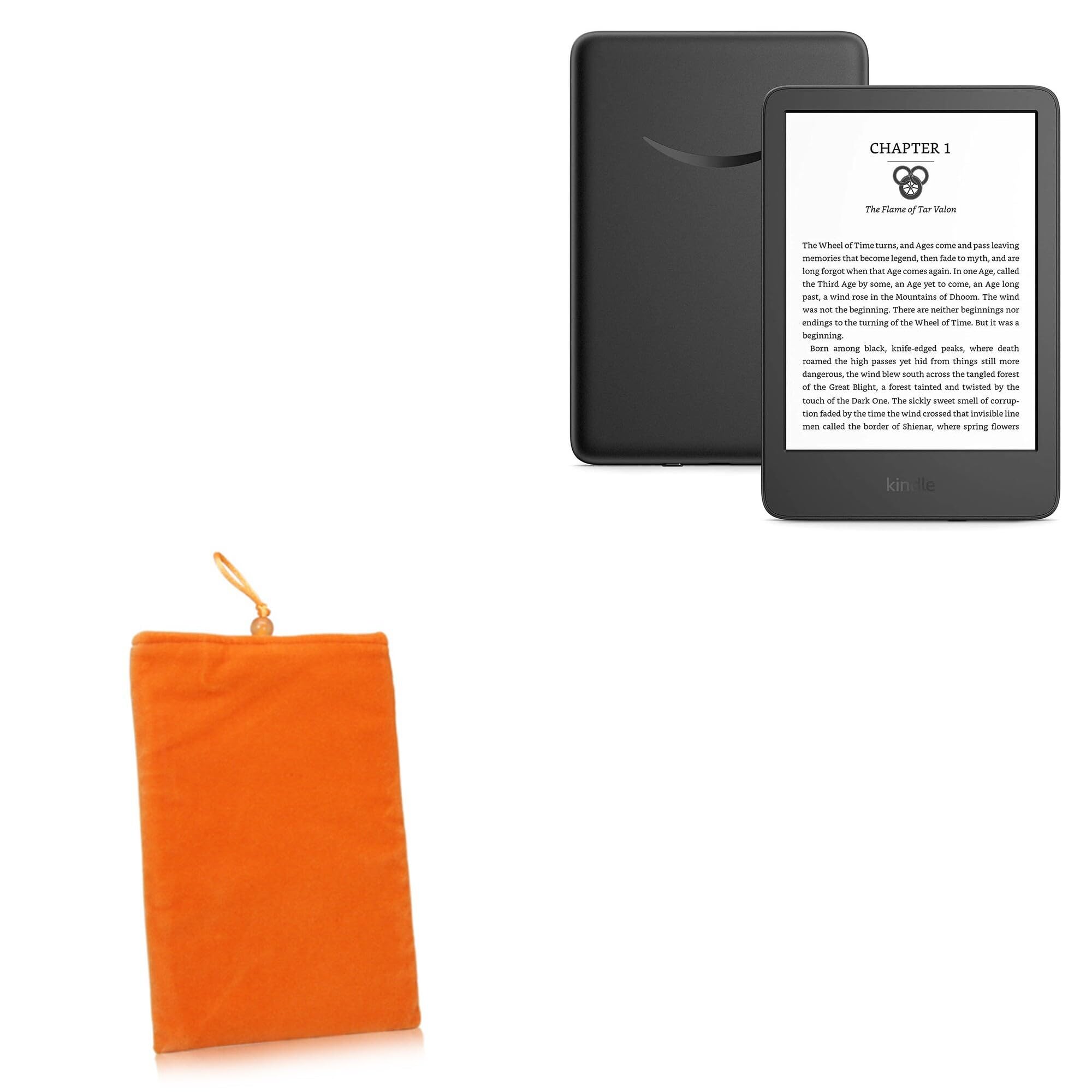 BoxWave Case Compatible with Amazon Kindle (11th Gen 2022) - Velvet Pouch, Soft Velour Fabric Bag Sleeve with Drawstring - Bold Orange
