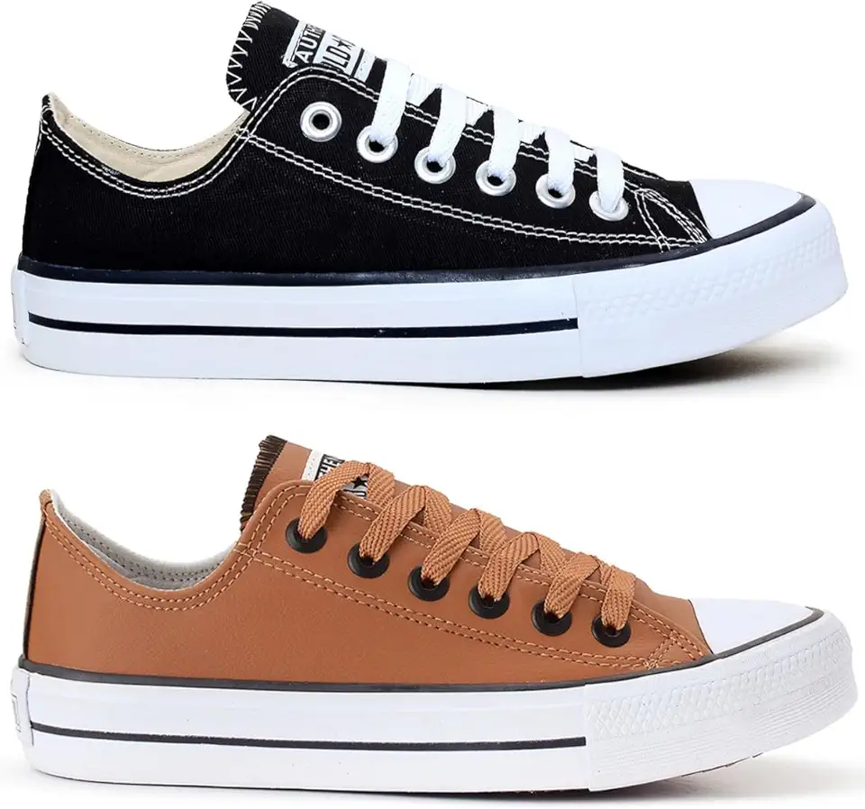 Kit 2 Pares Tenis Casual Feminino Masculino All Kalum Star Vulcanizado Confortavel