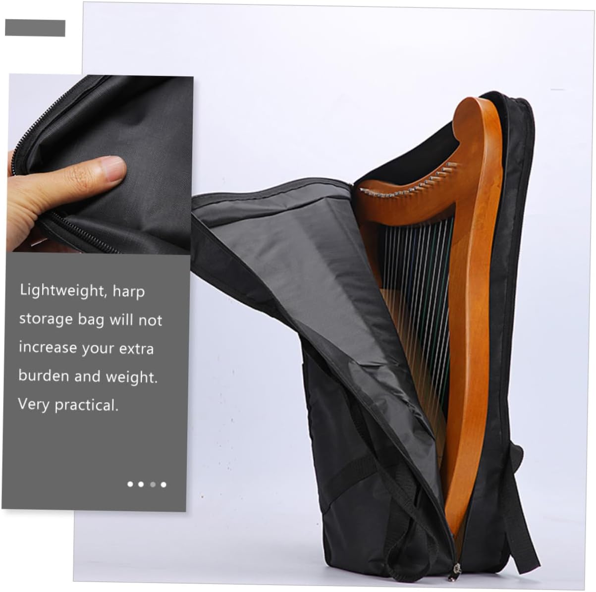SHOWERORO Thicken Lyre Harp Storage Bag Capacity Pouch for String Instruments and Scratch-resistant Music Carrying Case for Beginners and Adults