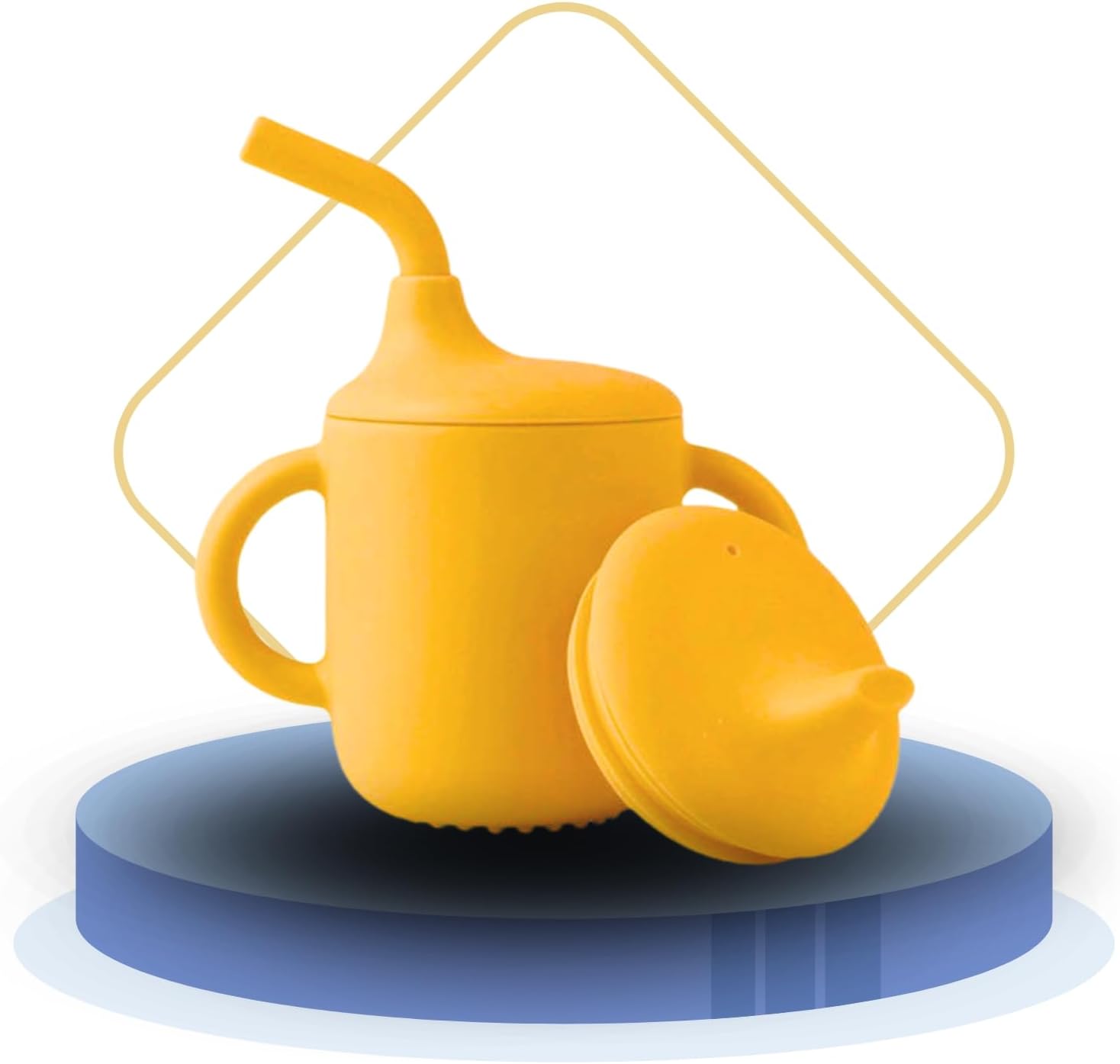 Baby Sippy Cup with Straw, Silicone Training Cup + Straw Tradewinds, Leakproof Children Cup (Yellow)