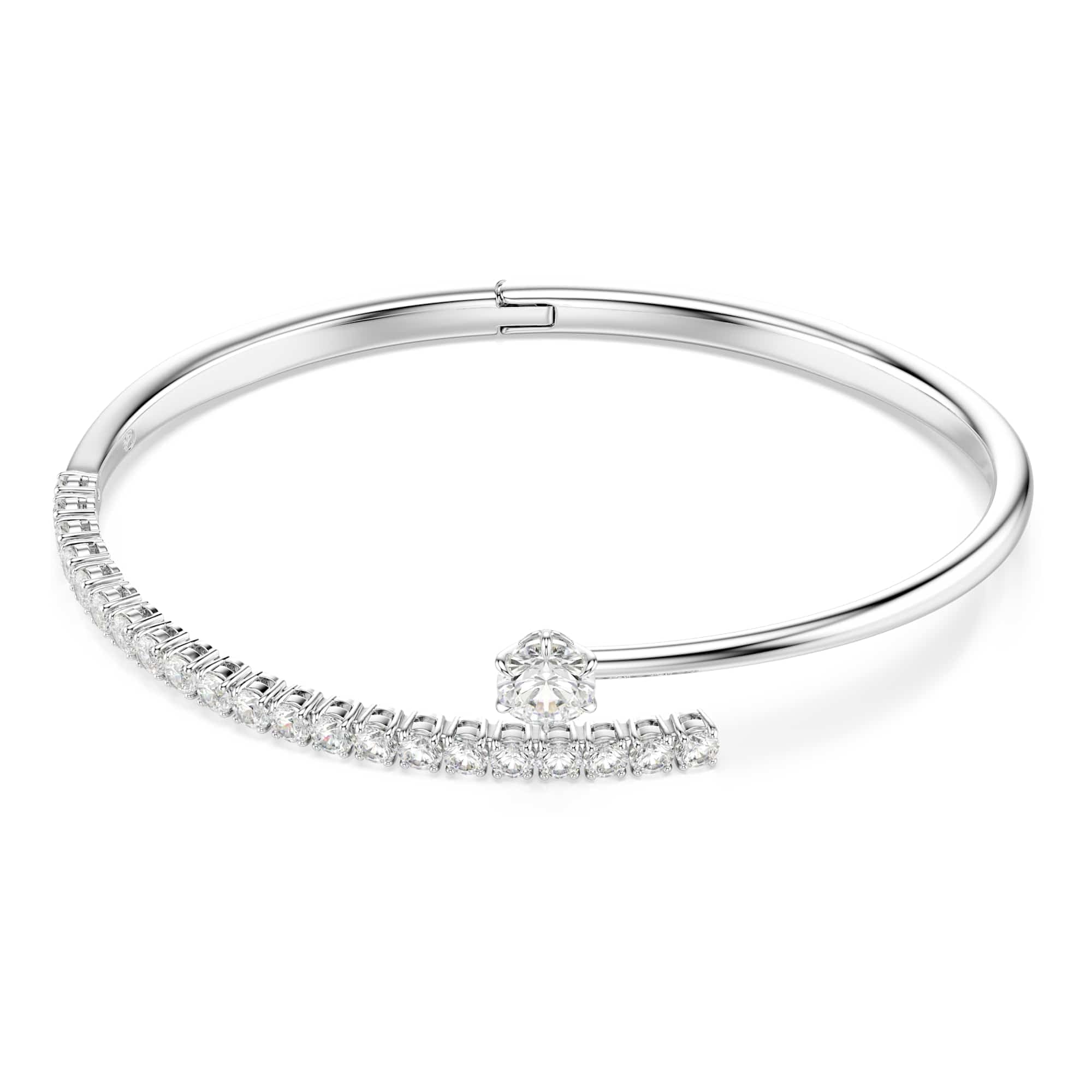 Swarovski Matrix Bangle, Round Cut, White, Rhodium Plated