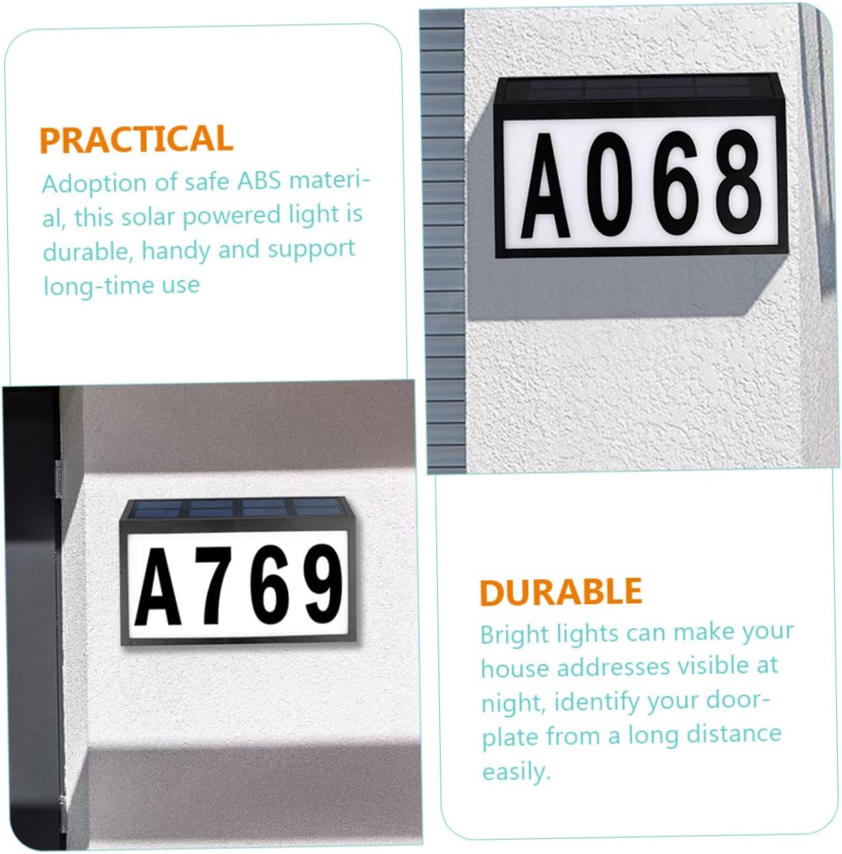 1Set Solar Address Sign Lamp Number Light for Outdoor Use Bright Illumination for Home and Street Easy to Install Solar Powered