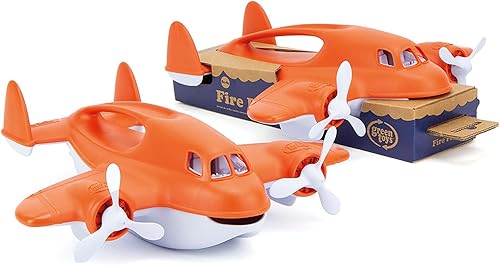 Miniatura 2 de Green Toys Fire Plane - Juego de simulación, habilidades motoras, vehículo de juguete de baño para niños. Sin BPA, ftalatos, PVC. Apto para