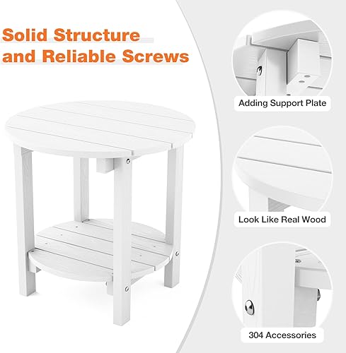 Miniatura 4 de YEFU Adirondack - Mesa auxiliar doble para exteriores, mesa auxiliar de madera de polietileno, resistente a la intemperie para interiores, patio,