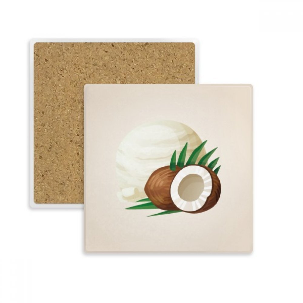 Dessous de verre carré en pierre absorbante feuilles de noix de coco lot de 2