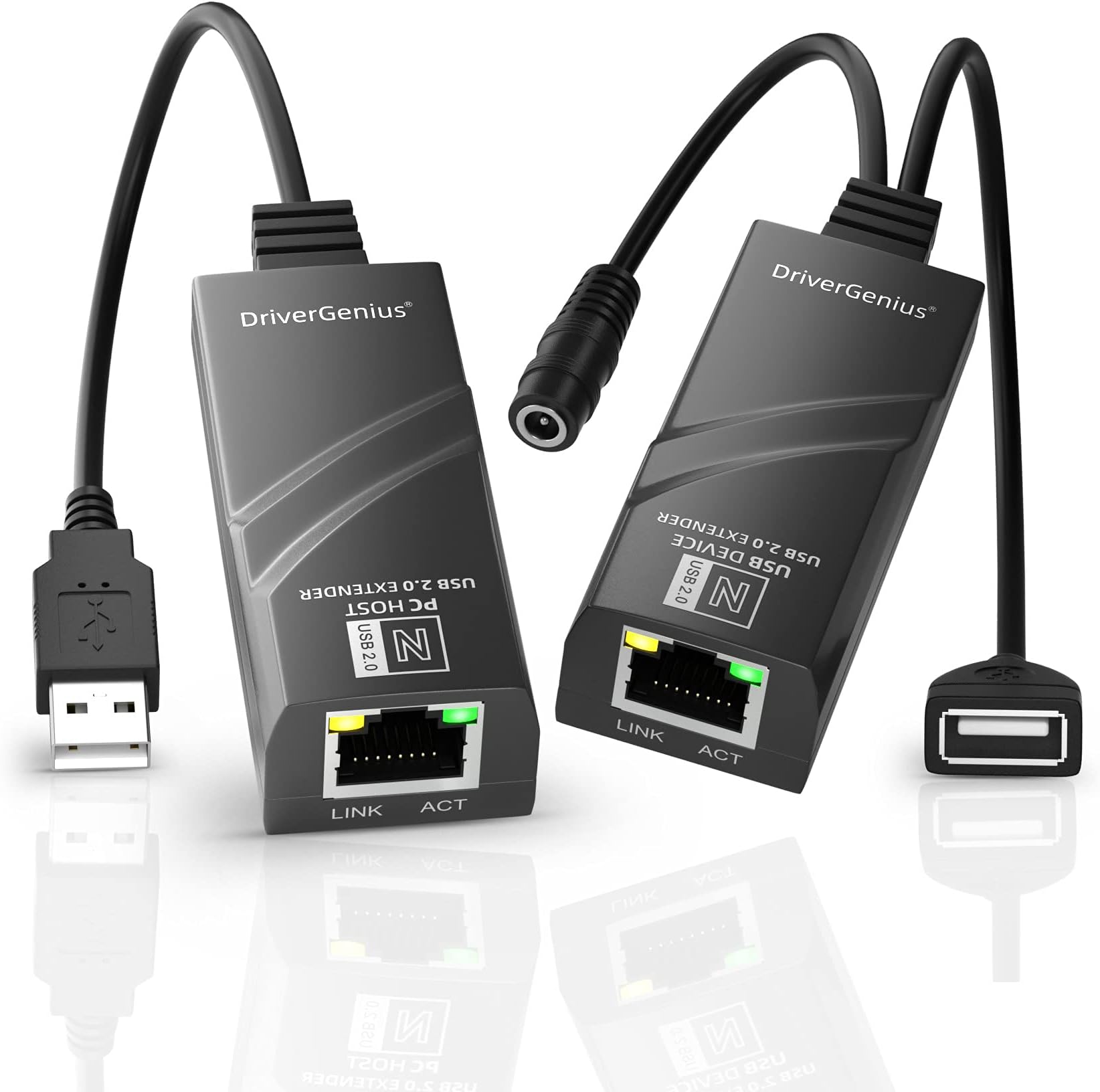 V.TOP USB 2.0 Over Ethernet Network Extender to RJ45/Cat5/Cat 6 Extender Repeater - Driver Free - CAT5 USB Line Single Port Extender 50M