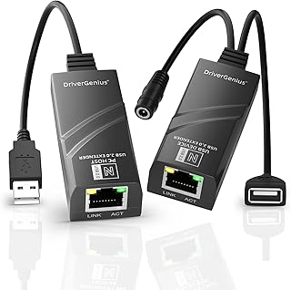 DriverGenius USB 2.0 Extender to RJ45 Over Cat5e/ cat6 Connection up to 50 Meters, Driver-Free Version Ethernet Extension Adapter (NT50)