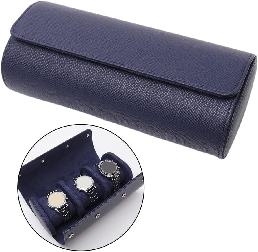 Custodia for Orologi in Pelle PU con 3 Scomparti, Custodia da Viaggio for Orologi