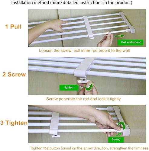 Miniatura 9 de TabEnter Organizador de estantes ajustable, estante expandible para armario y barra sin taladrar para armario, armario, cocina, estantería (22.1 -