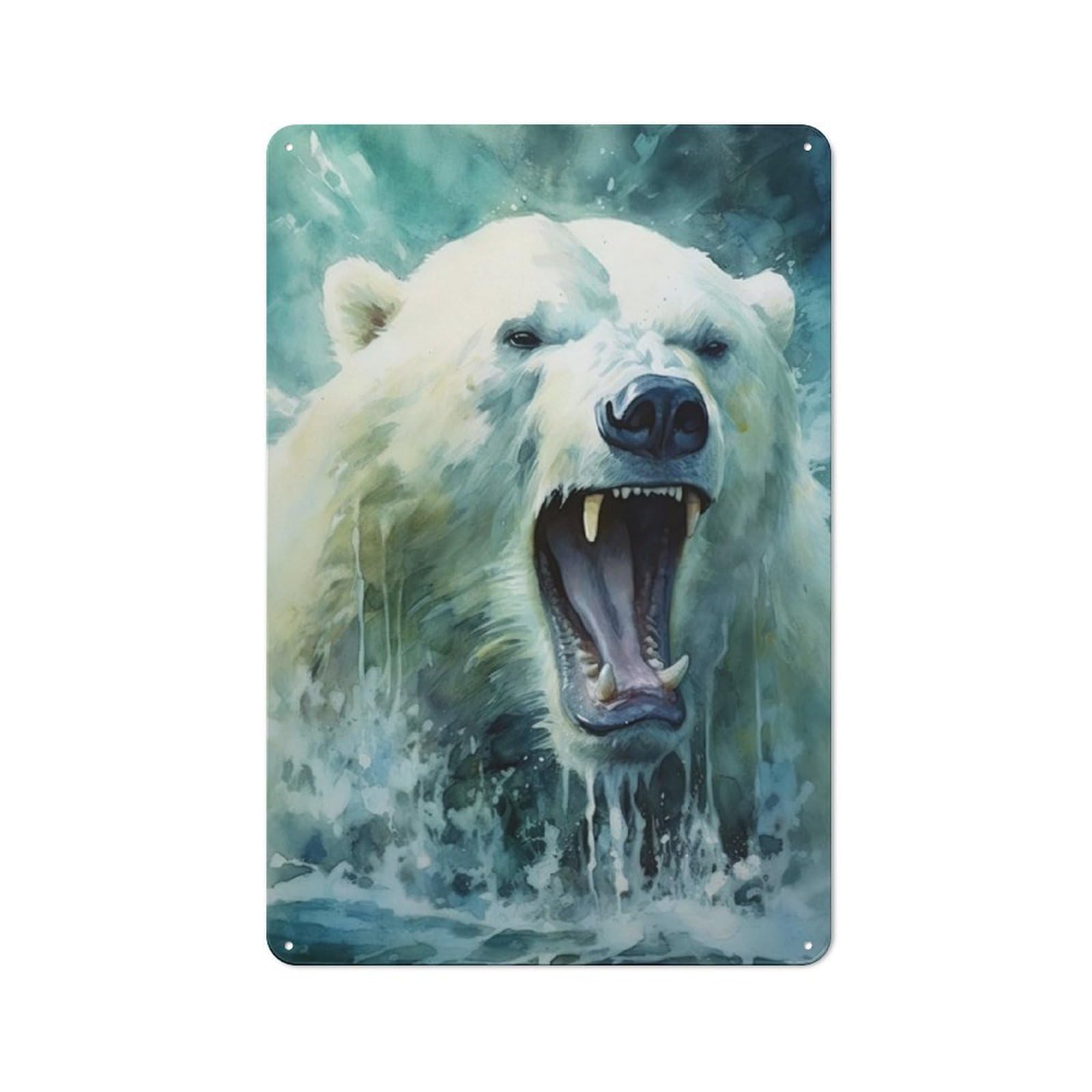 Junmoney Polar Bear Watercolor Retro Tin Wall Plaque 30X20cm For Man Cave Or Games Room, For Games Room Collectors