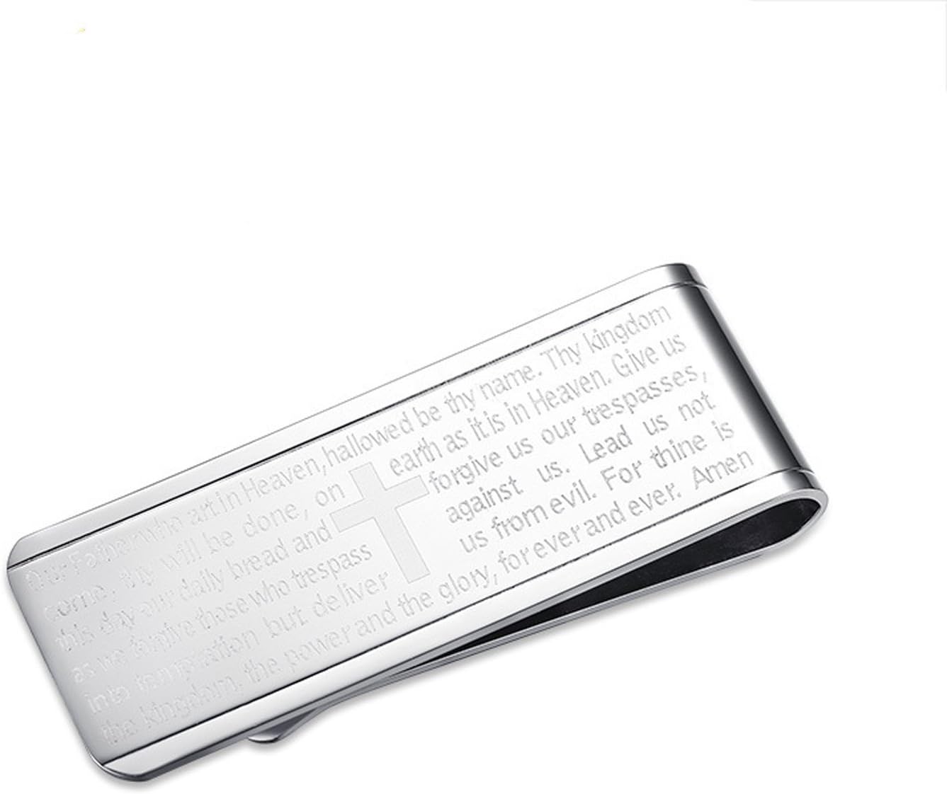 Noedy Stainless Steel Cash Money Clip Business Credit Card Card Holder Wallet for Men The Lord's Prayer Words