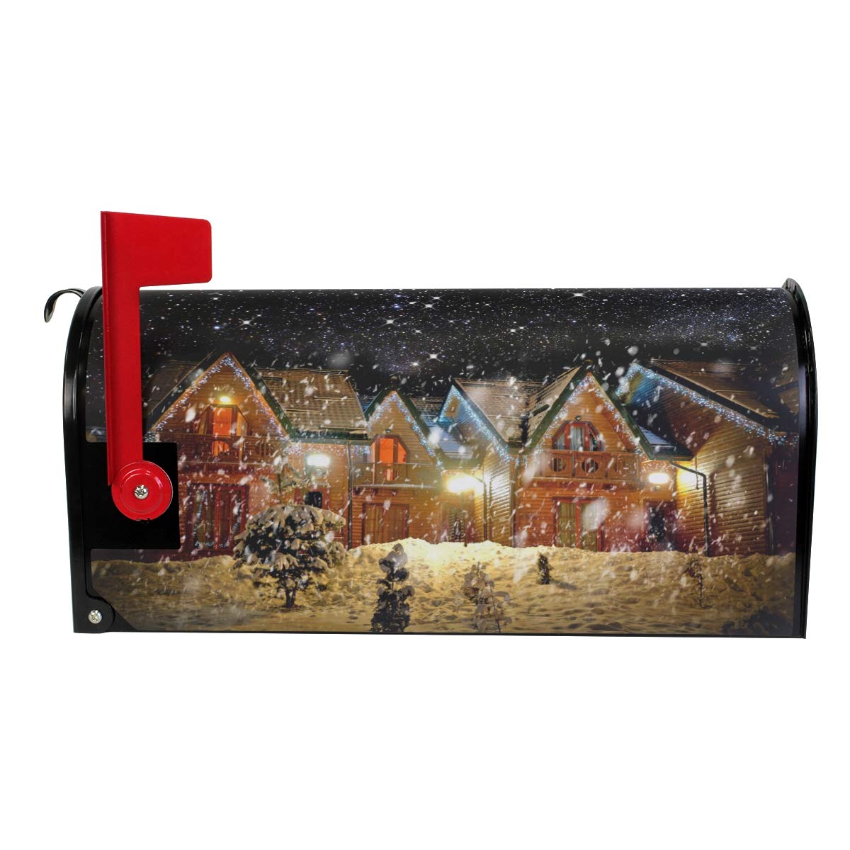 WOOR Christmas Landscape and Snowflakes Magnetic Magnetic Mailbox Cover Standard Size for Garden Yard Outdoor Decorations-18 x 20.8