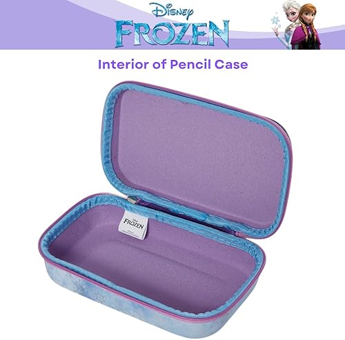 Miniatura 6 de Innovative Designs Juego de estuches de Frozen con calcomanías y bolígrafos de gel para niños, moldeados con cierre de cremallera, color morado