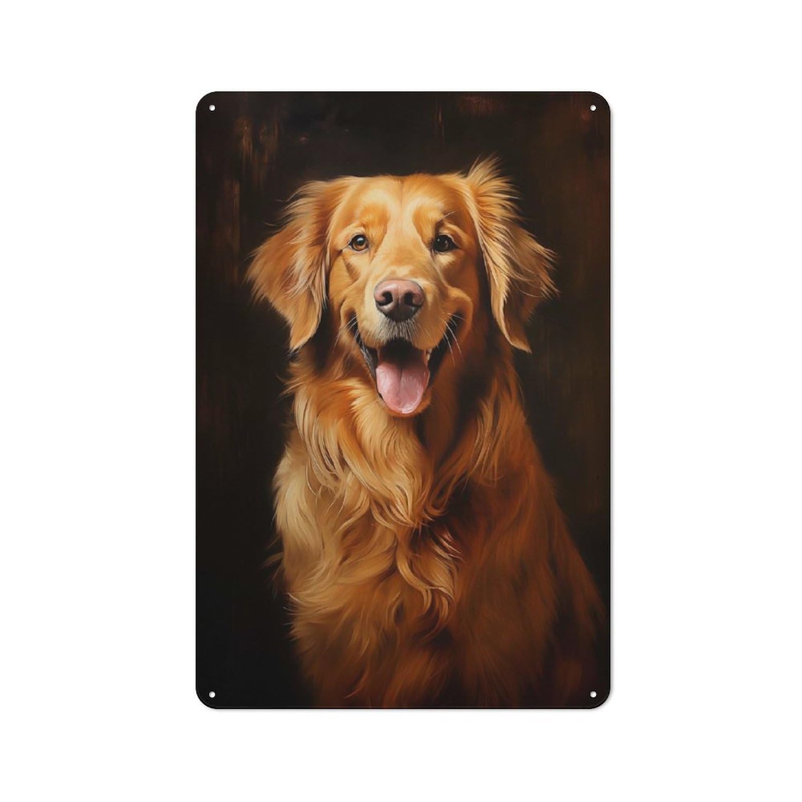 Junmoney Style-21 Industrial Tin Wall Sign 30X20cm Featuring Golden Retriever, Urban Room Decor For Workspace, Cafe, Hallway Or Garage