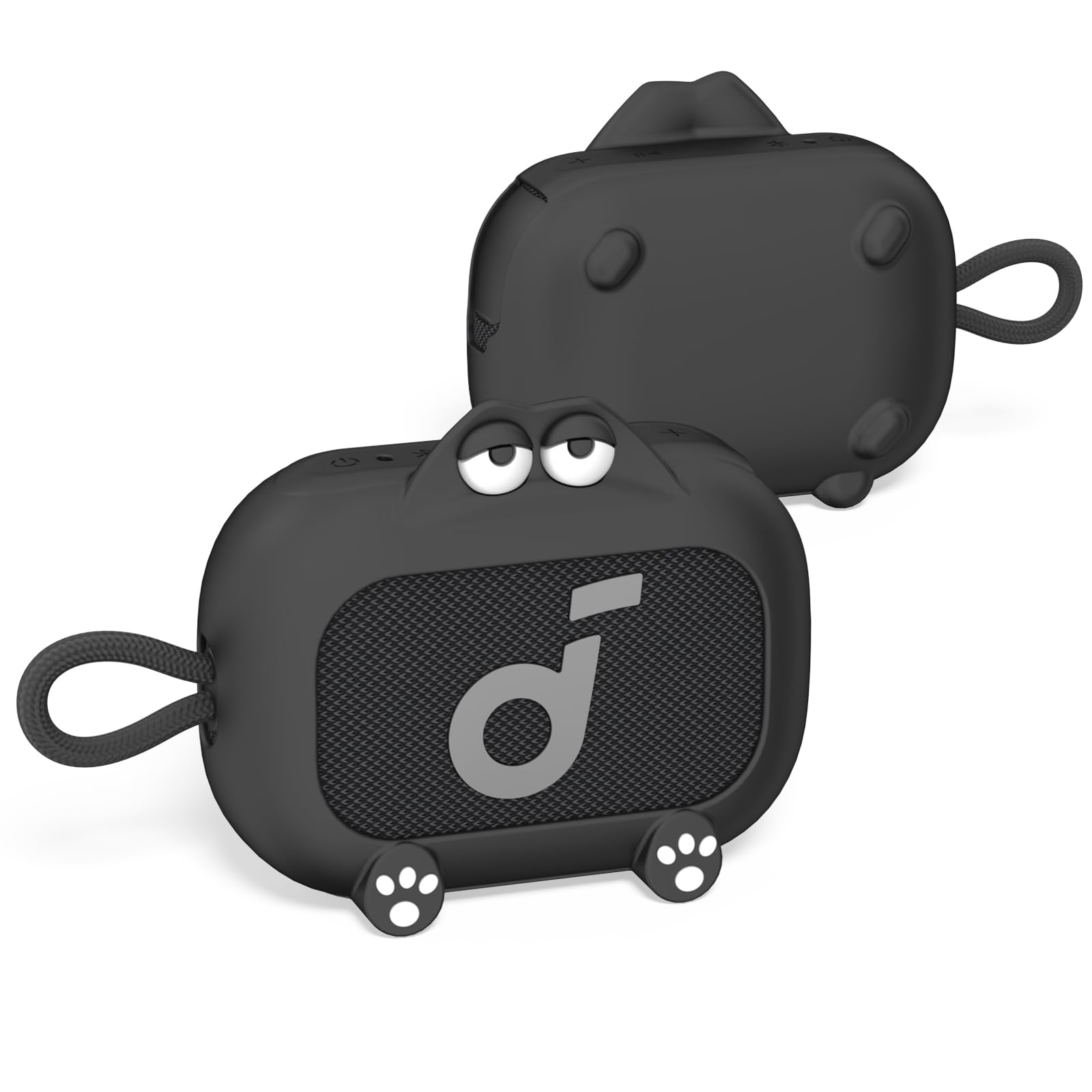 for Anker Soundcore Select 4 Go Speaker Cartoon Cute Silicone Case Cover, Anti Scratch Shockproof Protective Skin Cover Compatible with Soundcore Select 4 Go Bluetooth Shower Speaker (Black)